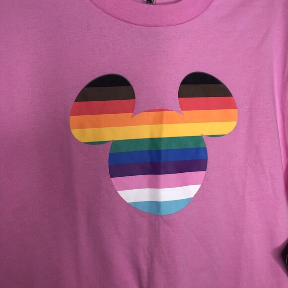 Disney T Shirt Men Small Pink Rainbow Mickey Mouse Head Pride Collection NWT - Picture 2 of 6